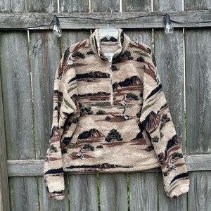 BDG Scenic Print Quarter-Zip Pullover